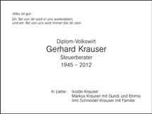 Traueranzeige Gerhard Krauser