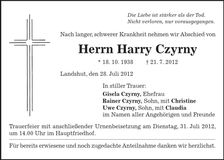 Traueranzeige Harry Czyrny