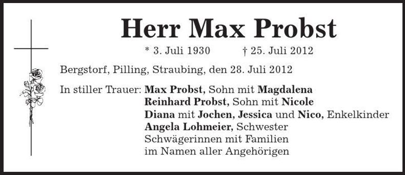 Traueranzeige Max Probst