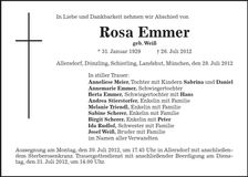 Traueranzeige Rosa Emmer