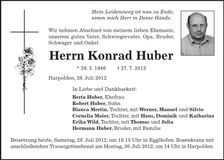 Traueranzeige Konrad Huber
