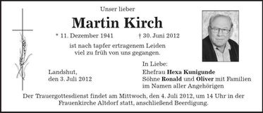 Traueranzeige Martin Kirch
