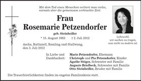 Traueranzeige Rosemarie Petzendorfer