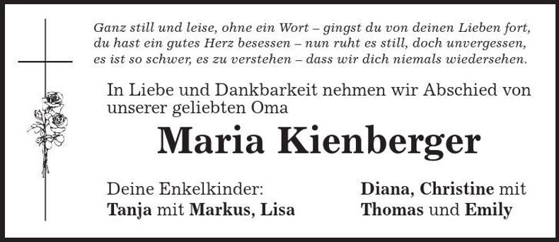 Traueranzeige Maria Kienberger