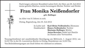 Traueranzeige Monika Neißendorfer