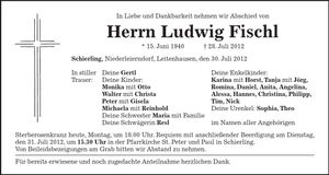 Traueranzeige Ludwig Fischl