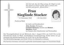 Traueranzeige Sieglinde Stocker