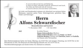 Traueranzeige Alfons Schwarzfischer