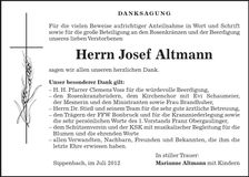 Traueranzeige Josef Altmann