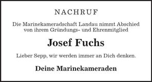 Traueranzeige Josef Fuchs