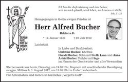 Traueranzeige Alfred Bucher