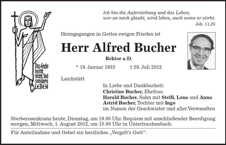 Traueranzeige Alfred Bucher
