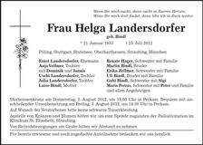 Traueranzeige Helga Landersdorfer