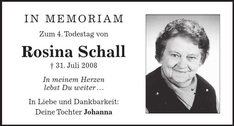 Traueranzeige Rosina Schall