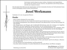 Traueranzeige Josef Werkmann