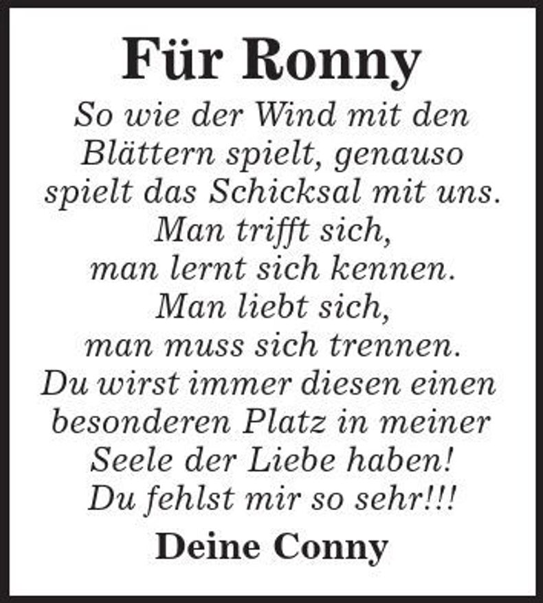 Traueranzeige  Ronny