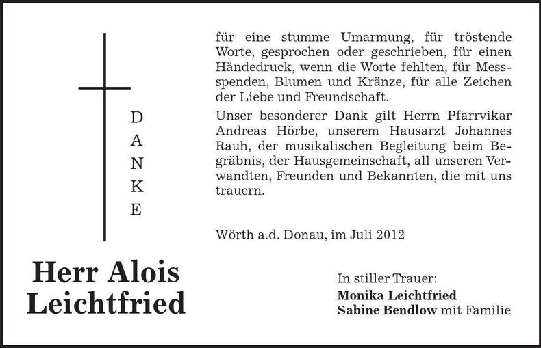 Traueranzeige Alois Leichtfried
