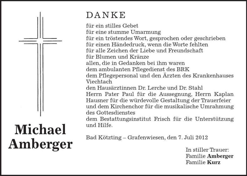 Traueranzeige Michael Amberger