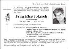 Traueranzeige Else Jokisch