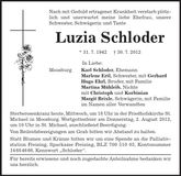 Traueranzeige Luzia Schloder