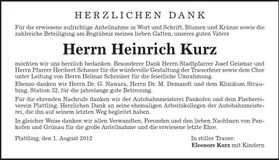 Traueranzeige Eleonore Kurz