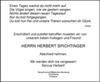Traueranzeige Herbert Spichtinger