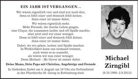 Traueranzeige Michael Zirngibl