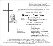 Traueranzeige Konrad Tremmel