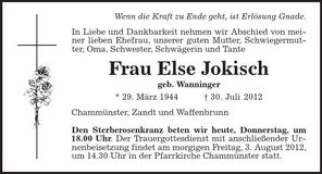 Traueranzeige Else Jokisch