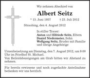 Traueranzeige Albert Seitz