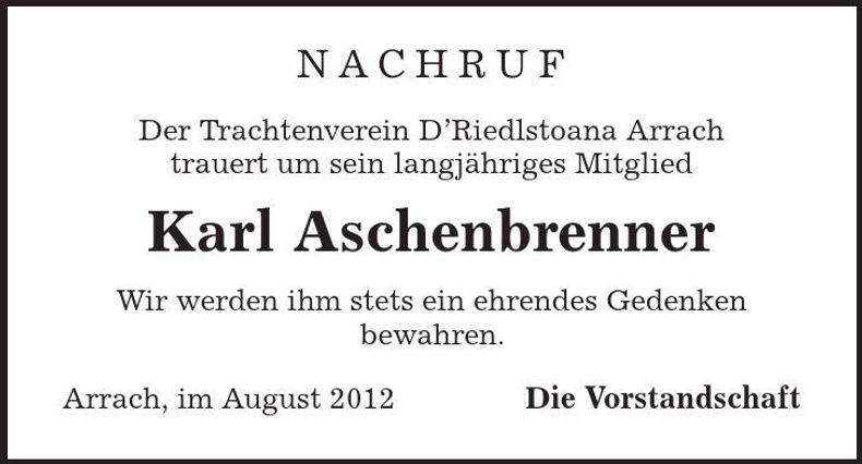 Traueranzeige Karl Aschenbrenner