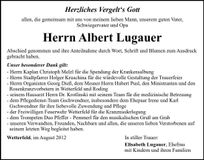 Traueranzeige Albert Lugauer