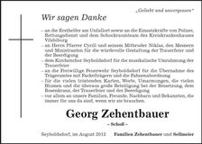 Traueranzeige Georg Zehentbauer