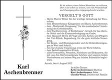 Traueranzeige Karl Aschenbrenner