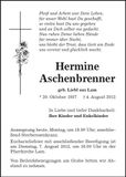 Traueranzeige Hermine Aschenbrenner