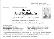 Traueranzeige Josef Kellnhofer
