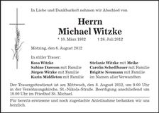 Traueranzeige Michael Witzke