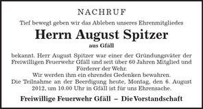 Traueranzeige August Spitzer