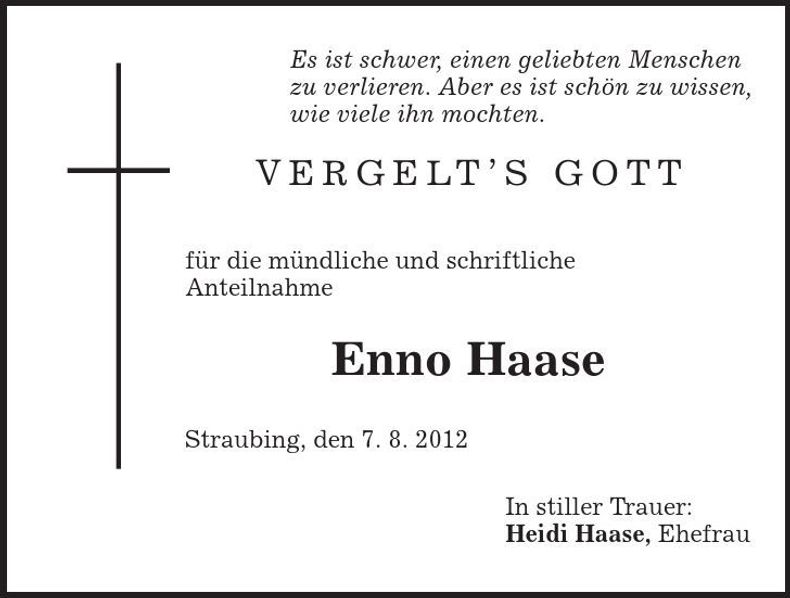 Traueranzeige Enno Haase