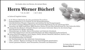 Traueranzeige Werner Bücherl
