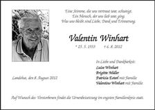Traueranzeige Valentin Winhart