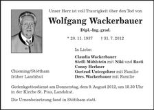Traueranzeige Wolfangang Wackerbauer