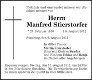 Traueranzeige Manfred Stierstorfer