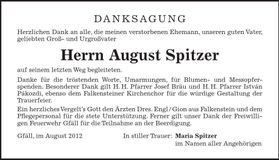 Traueranzeige August Spitzer