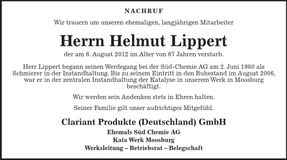 Traueranzeige Helmut Lippert