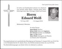 Traueranzeige Eduard Weiß