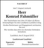 Traueranzeige Konrad Fahmüller