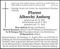 Traueranzeige Albrecht Amberg