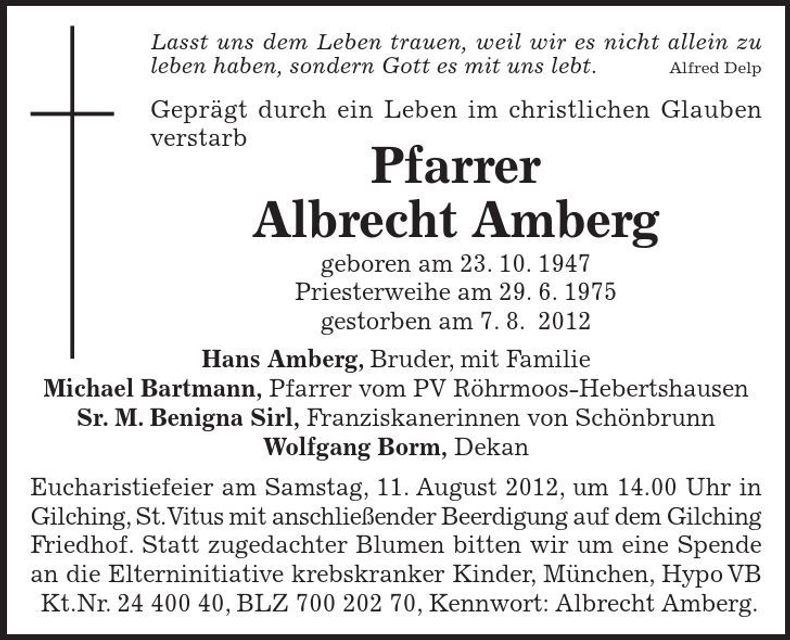 Traueranzeige Albrecht Amberg