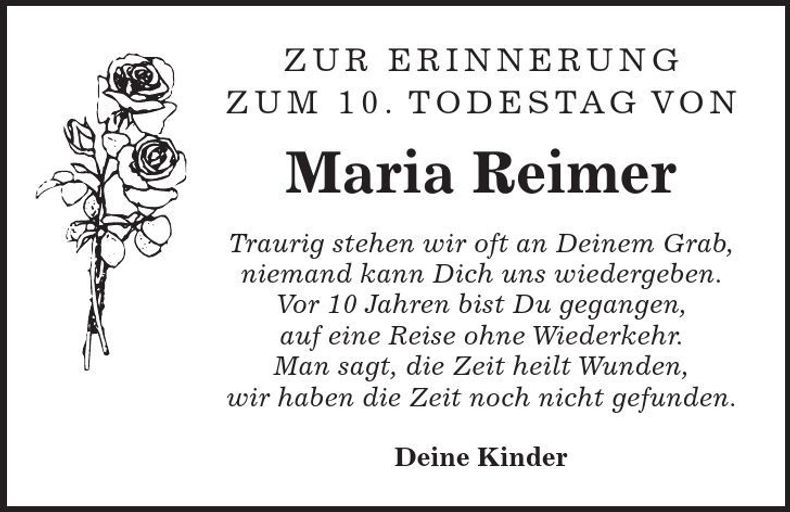Traueranzeige Maria Reimer